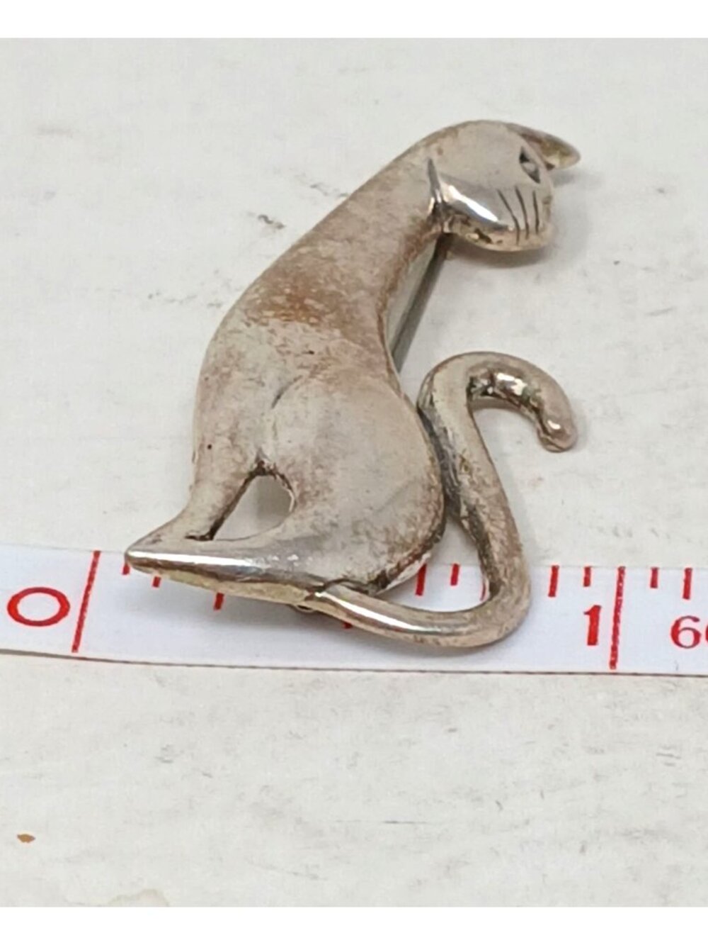 Vintage Jezlaine Sterling Silver Standing Cat Brooch Sitting Kitty Pin 925 #G-2 - Picture 7 of 7